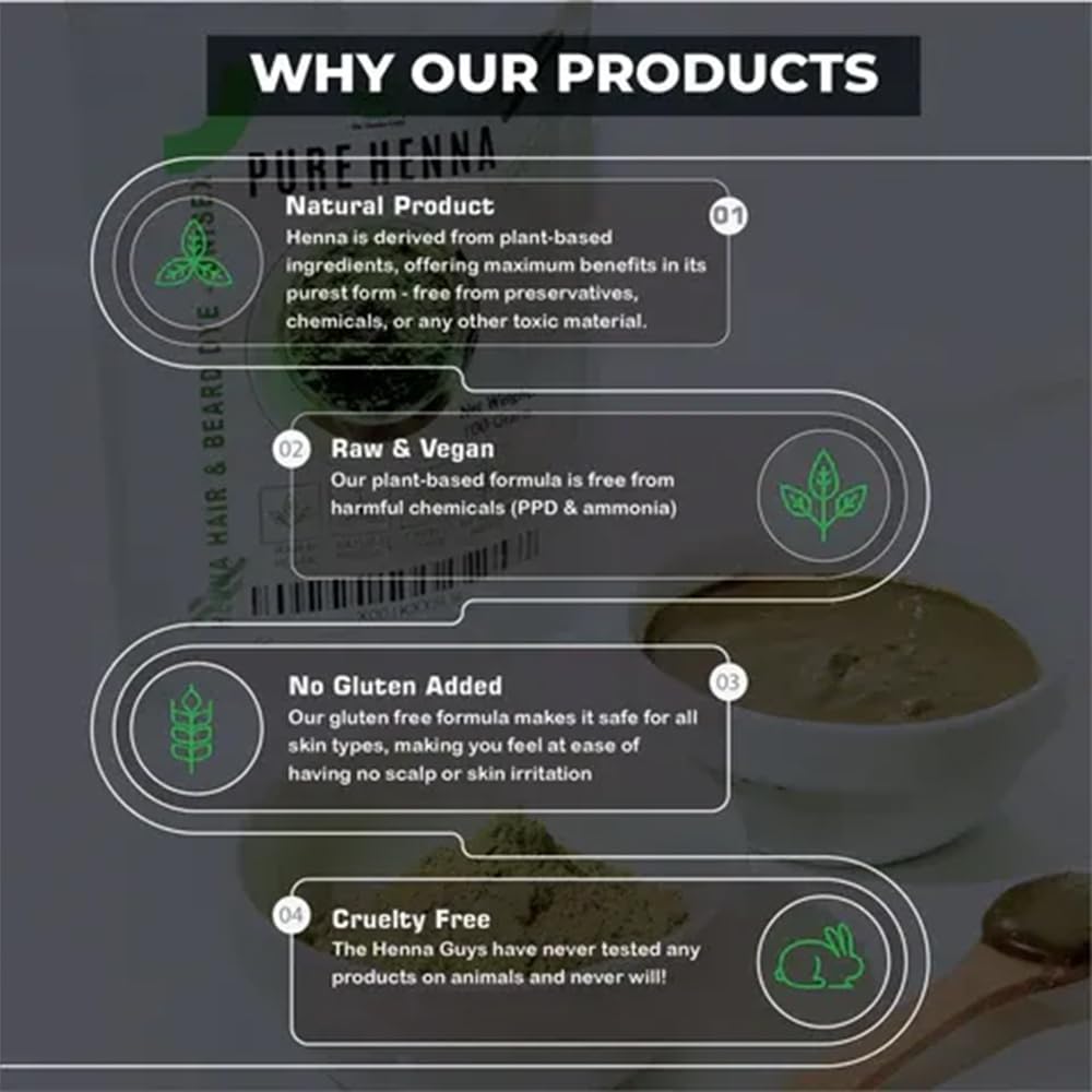 1000 Grams - 100% Pure Henna Powder For Hair Dye - Red Henna Hair Color, Best Red Henna For Hair - The Henna Guys Beauty & Personal Care The Henna Guys
