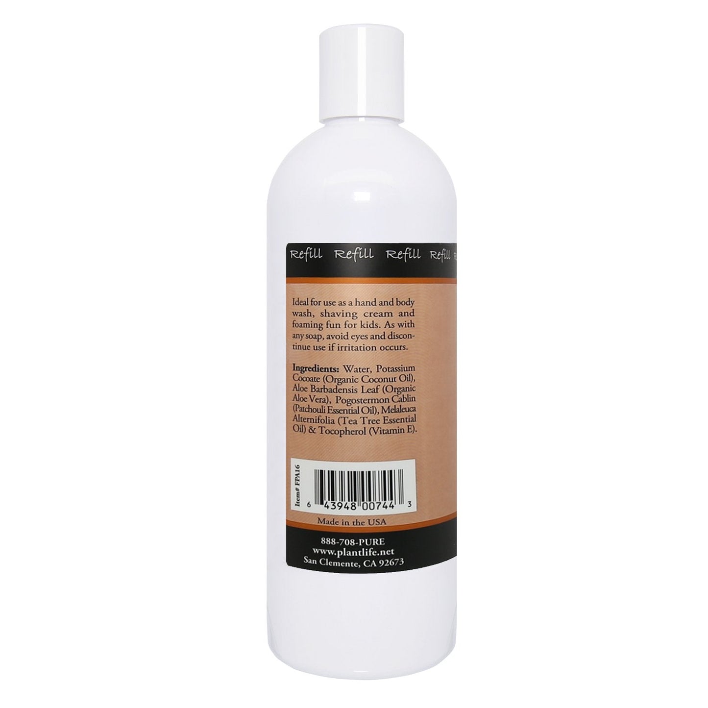 Plantlife Patchouli Foam Soap Refill - Moisturizing Plant Based Foam Soap for All Skin Types - Ideal as a Hand & Body wash, Shaving Cream, & Foaming Beauty & Personal Care Plantlife