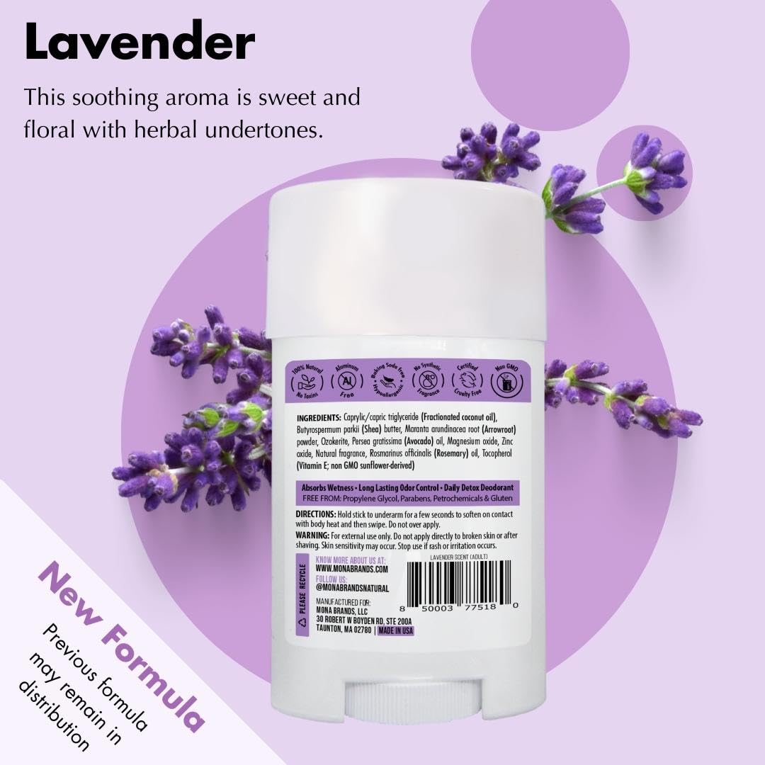 MONA BRANDS All Natural Deodorant For Women & Men - For Sensitive Skin - No Aluminum or Baking Soda - (LAVENDER 1.76 Oz) Beauty and Personal Care MONA