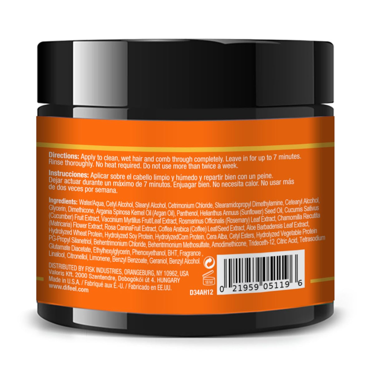 Difeel Argan Hydrating Hair Mask 12 oz. - Deep Hair Treatment for Dry Hair, Deep Hair Conditioner Treatment for Damaged Hair