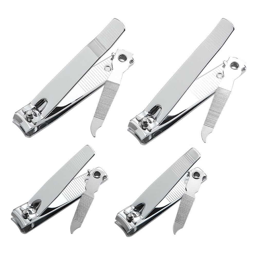 4 Pcs Professional Stainless Steel Toenail Clipper and Fingernails by QLL - Swing Out Nail Cleaner/File - Sharpest Stainless Steel Clipper - Wide Easy Beauty & Personal Care QLL