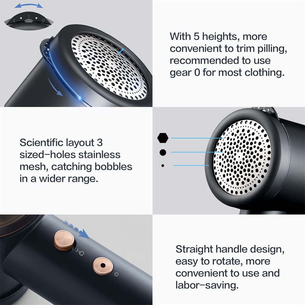 HIONJIN Electric Lint Remover for Clothing Universal Fuzz Pellet 5-Speed Adjustment Charge Fabric Shaver(D) Beauty and Personal Care HIONJIN