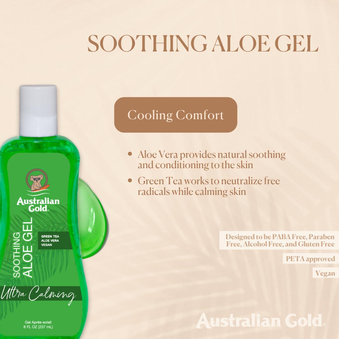Australian Gold Soothing Aloe Vera After Sun Gel -Relieves Sunburn Pain and Hot & Itchy Skin, Soothing Aloe After Sun Gel, 8 Fl Oz (A70623-1) Beauty & Personal Care Australian Gold