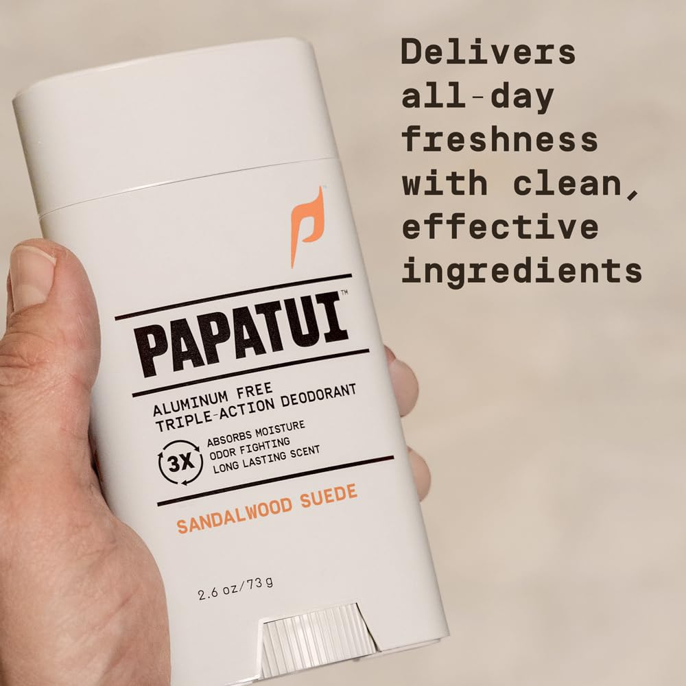 PAPATUI by Dwayne Johnson Aluminum-Free Deodorant for Men - Odor Protection, Moisture Absorption, Skin Nourishing Formula - Sandalwood Suede - 2.6oz Beauty and Personal Care PAPATUI