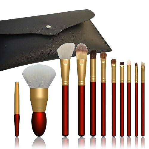 11pcs travel makeup brush sets top10 makeup brush Horse hair eyeshadow brushes,animals hair brushes like white goat hair blusher brush.snythetic Beauty & Personal Care Oye