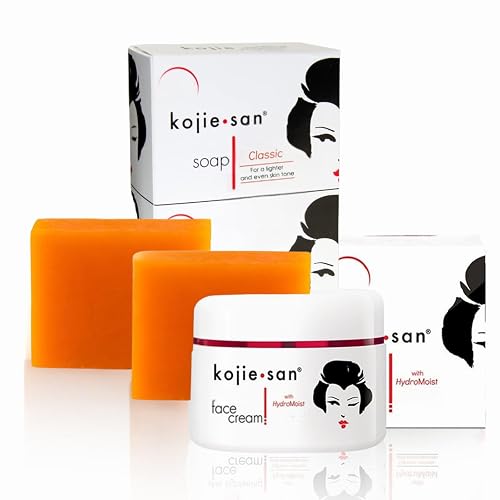 Kojie San Skin and Body Soap 2 Piece Set - Original Kojic Acid, Dark Spot Remover Soap Bar with Coconut & Tea Tree Oil - 65g x 2 Bars & 30g Face Cream Beauty & Personal Care Kojie San
