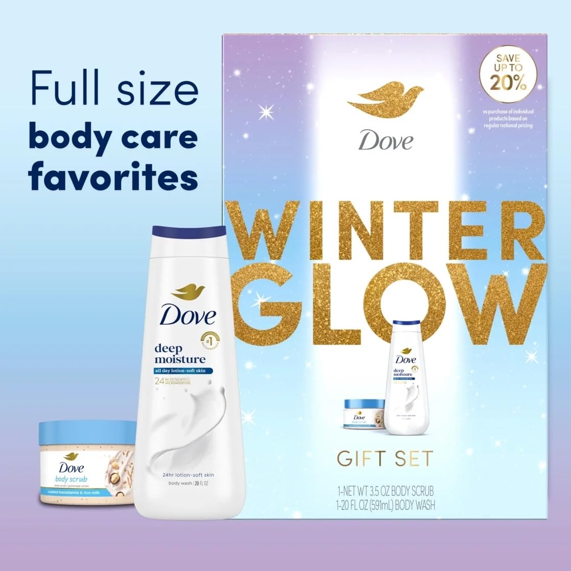 Dove Limited Edition Glow Gift Set Deep Moisture Body Wash & Macadamia Scrub, 2 Count Beauty and Personal Care Dove