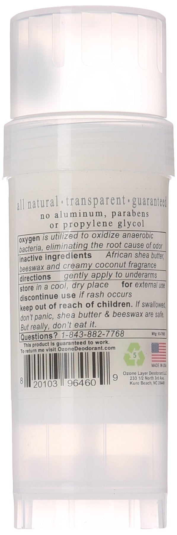 Ozone Layer Deodorant with Creamy Coconut Fragrance - The All Natural Oxygen Based Deodorant Beauty and Personal Care Ozone Layer Deodorant