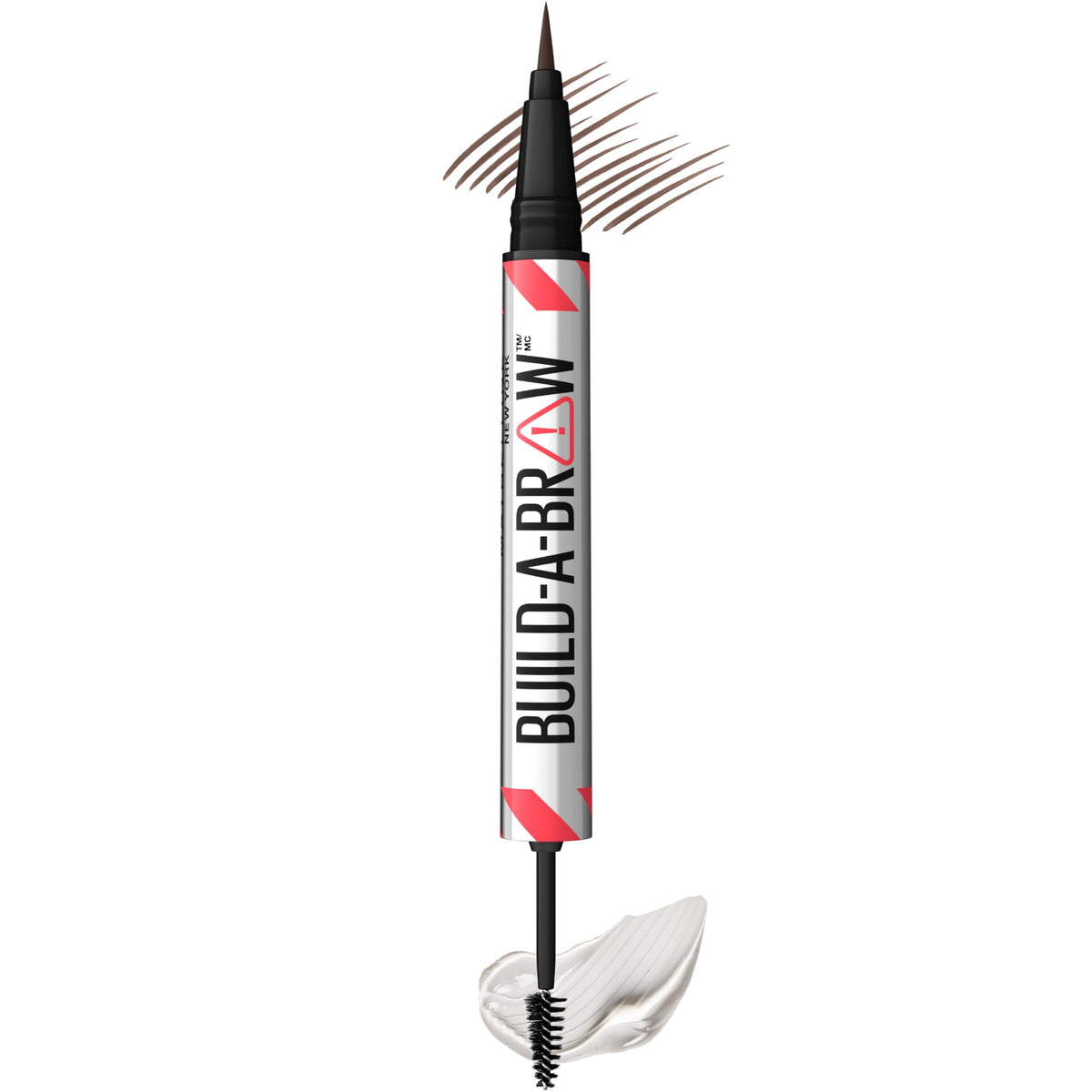 Maybelline Build-A-Brow 2-in-1 Brow Pen and Sealing Eyebrow Gel, Eyebrow Makeup for Real-Looking, Fuller Brows, Deep Brown, 1 Count