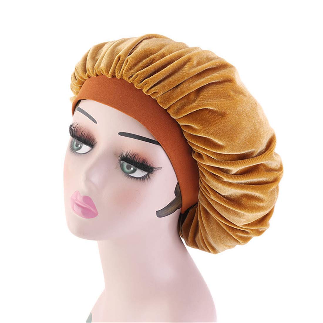 Qianmome Women Chemo Beauty Salon Night Sleep Cap Head Cover Velvet Bonnet Hat durag Sleeping Caps Beauty and Personal Care Qianmome