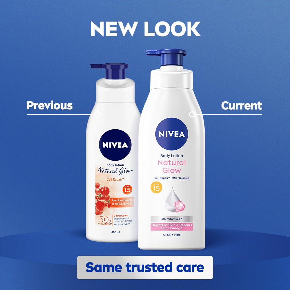 Nivea Natural Glow Body Lotion with SPF 15, Vitamin C, Lightweight Moisturizing Lotion for Daily Use, 13.52 Fl Oz (Pack of 1) Beauty & Personal Care NIVEA