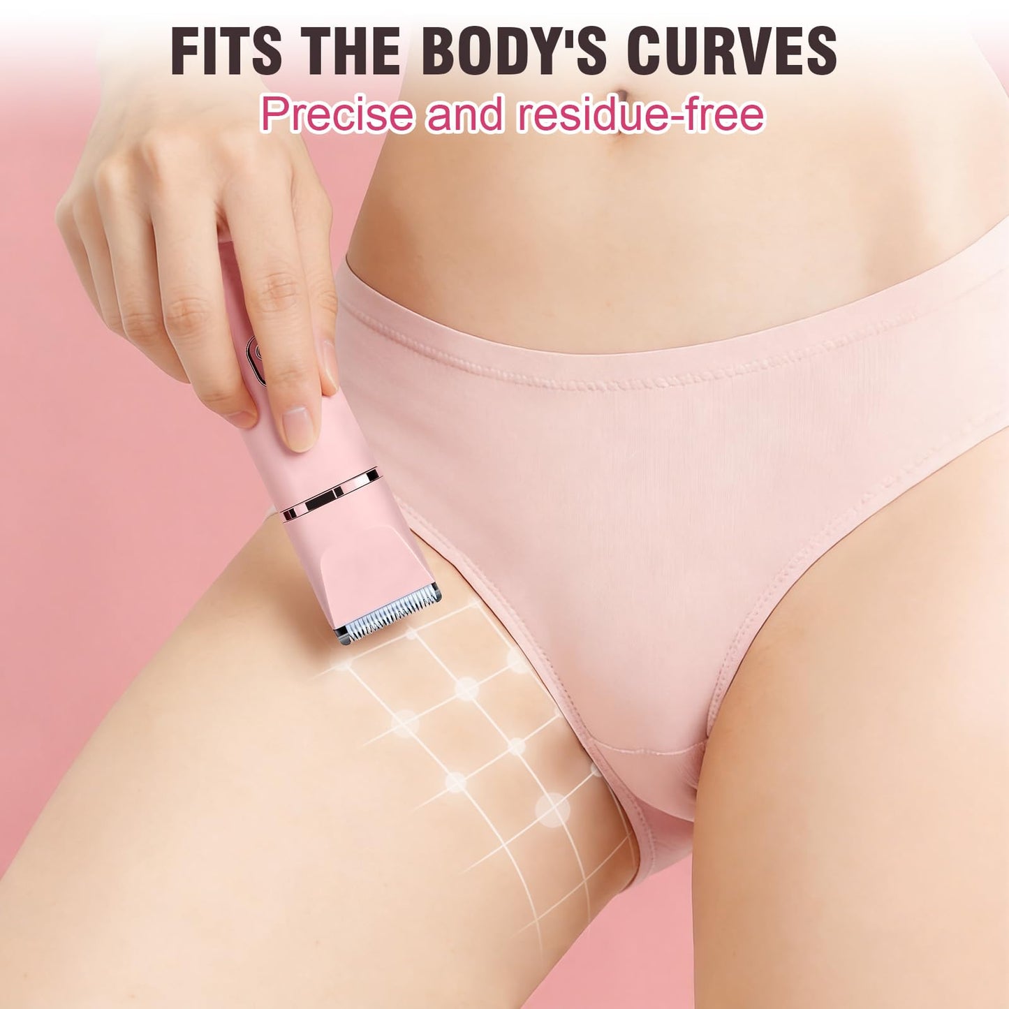 Bikini Trimmer for Women, 2-in-1 Electric Razor for Pubic Hair, IPX7 Waterproof Body Hair Trimmer with Gentle Ceramic Blade, Rechargeable Wet Dry Beauty and Personal Care Zcokail