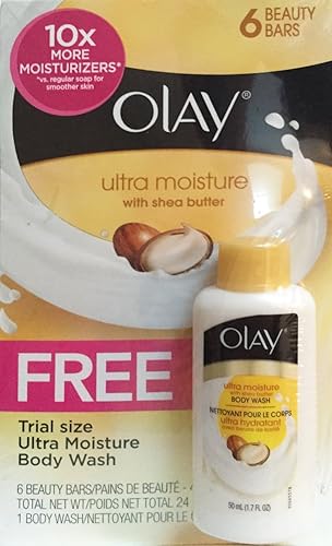 Olay Ultra Moisture with Shea Butter Beauty Bar - 6 Pack - W Bonus Body Wash Beauty & Personal Care Olay