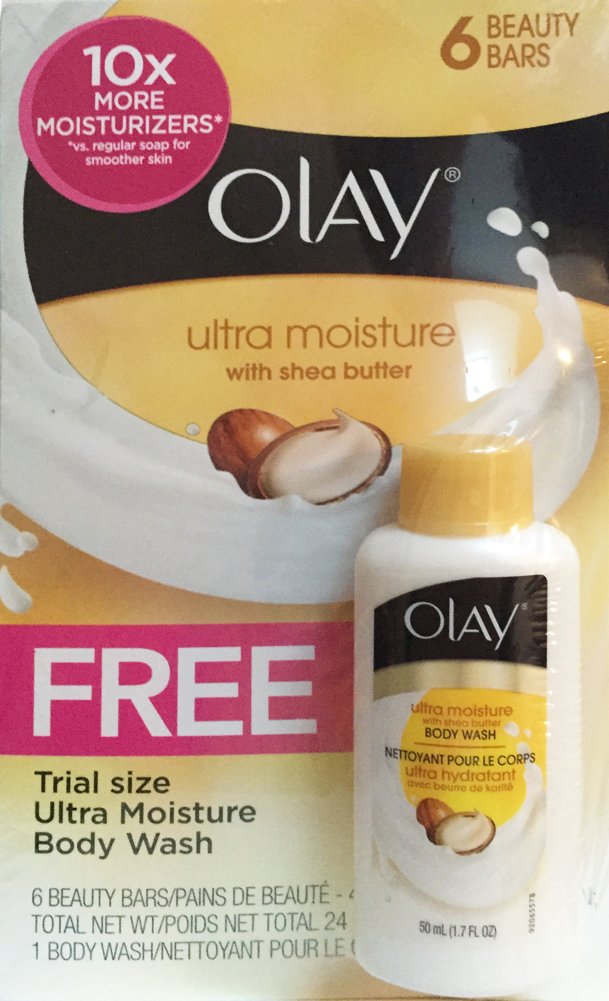 Olay Ultra Moisture with Shea Butter Beauty Bar - 6 Pack - W Bonus Body Wash Beauty & Personal Care Olay