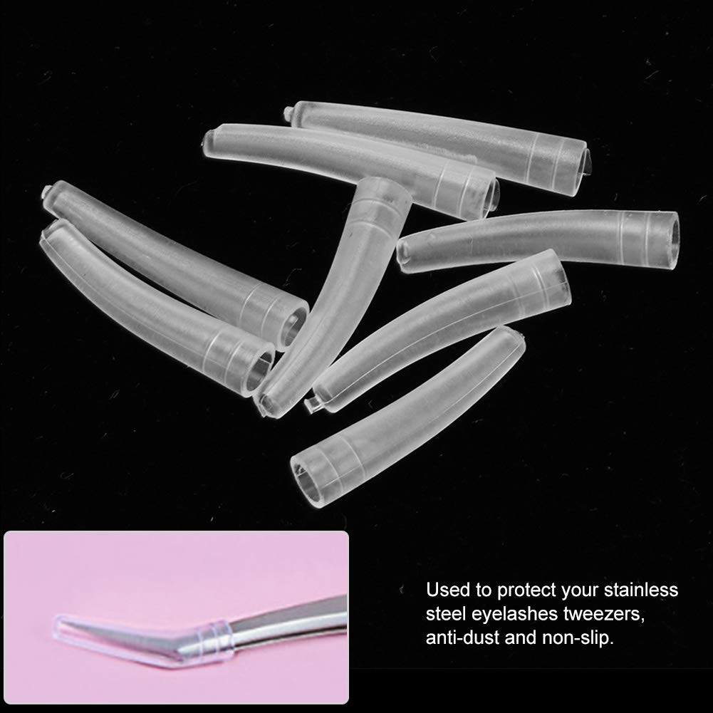 Transparent Plastic Elbow Tweezers Protective Cover - 10pcs Non-Slip Silicone Anti-Dust Eyelash Grafting Tool for Beauty Salon & Makeup College Beauty and Personal Care Alucy