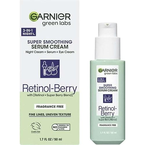 GarnierGreen Labs 3-in-1 SUPER SMOOTHING SERUM Cream, Retinol Berry 1.7 fl oz Beauty & Personal Care Garnier