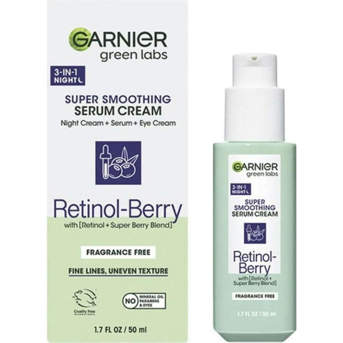GarnierGreen Labs 3-in-1 SUPER SMOOTHING SERUM Cream, Retinol Berry 1.7 fl oz Beauty & Personal Care Garnier