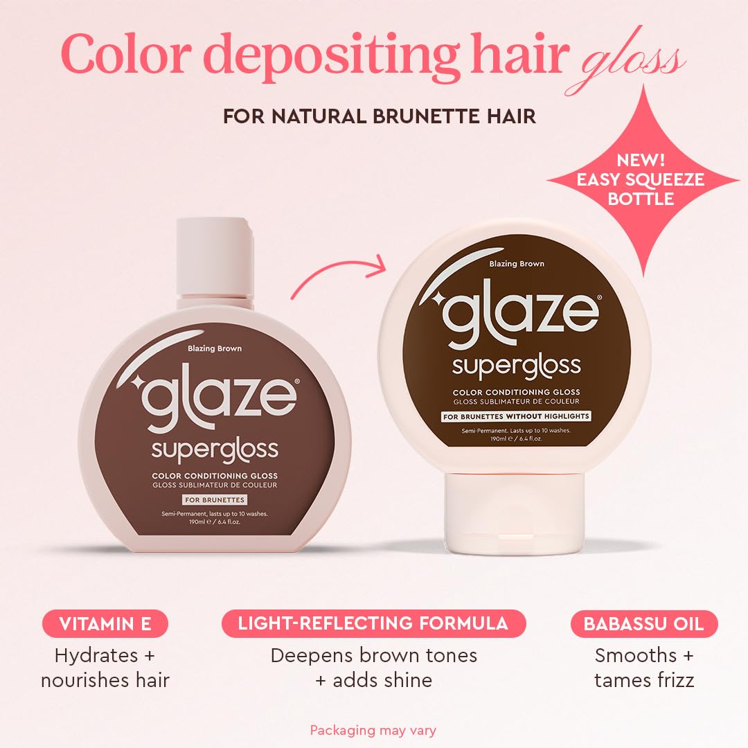 Glaze Supergloss Color Conditioning Gloss - Hydrating Semi-Permanent Color Hair Gloss & Shine Boost - For Natural Medium to Dark Brown Hair - 6.4 Fl Beauty and Personal Care glaze