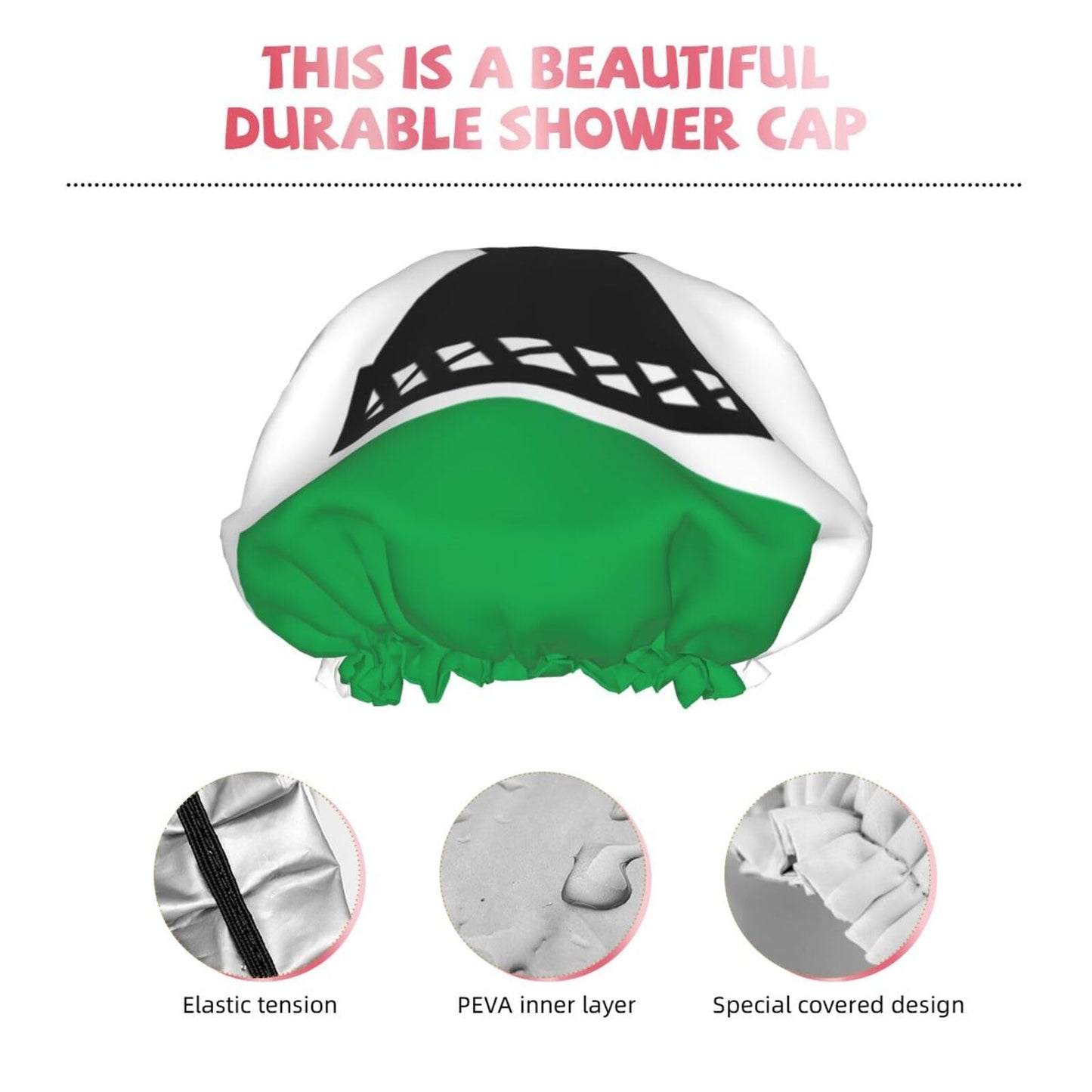 Lesotho Flag Prints Shower Cap Double Layer Lined Waterproof Bathing Shower Hat Beauty and Personal Care Hayyett