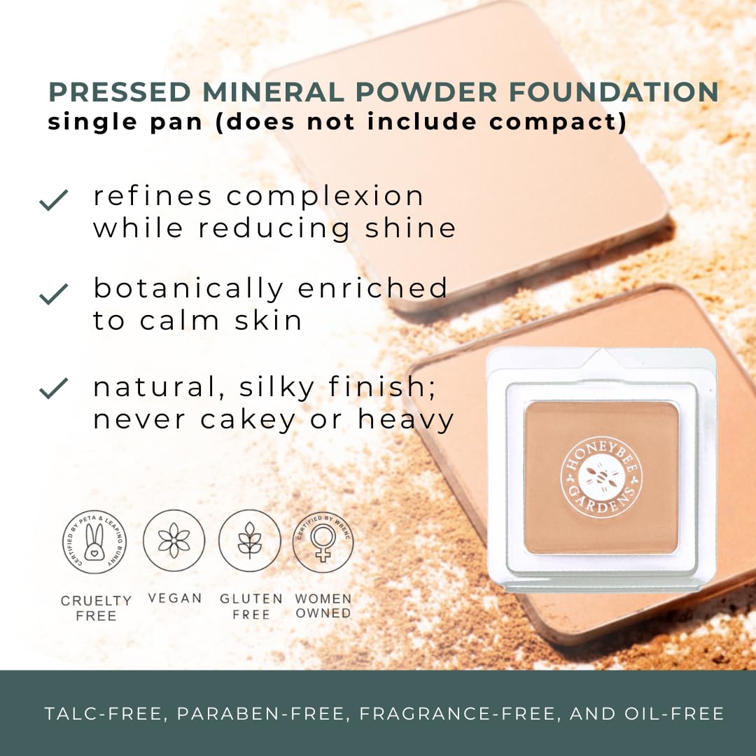 Honeybee Gardens Pressed Mineral Powder Foundation Refill, Avignon, Pale Light Neutral Shade, Adjustable Coverage, Natural Finish, With Botanical Beauty & Personal Care Honeybee Gardens