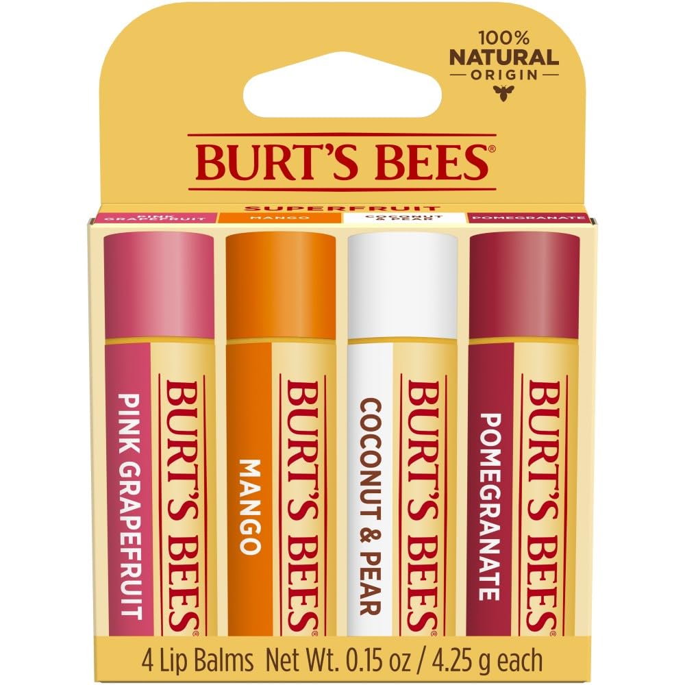 Superfruit Moisturizing Lip Balm Pack Burt's Bees 4 x 0.15 oz 0.15oz Pomegranate Lip Balm Beauty and Personal Care Burt's Bees