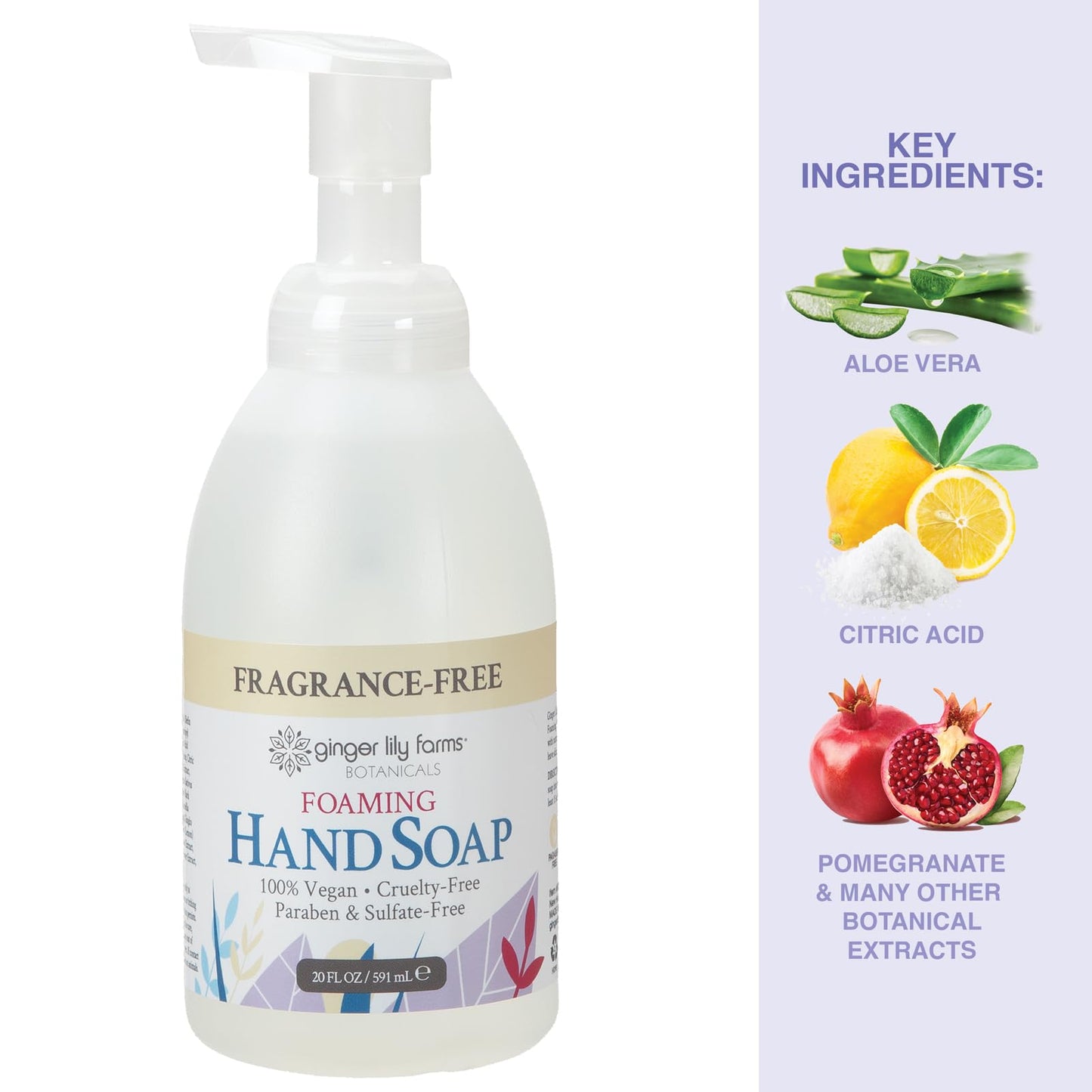 Ginger Lily Farms Botanicals All-Purpose Foaming Hand Soap Refill, Fragrance Free, 100% Vegan & Cruelty-Free, Unscented, 20 Fl Oz (Pack of 1) Beauty & Personal Care Ginger Lily Farms
