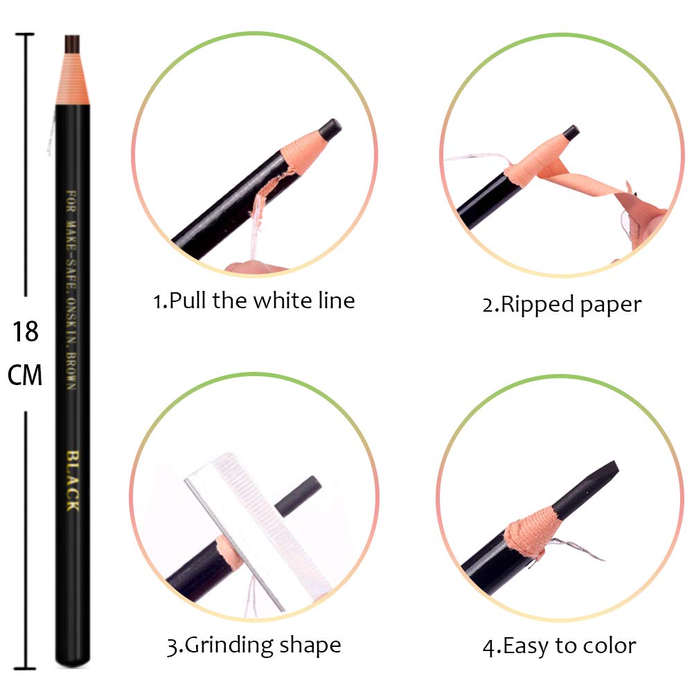 6 Piece Black Colour Waterproof Eyebrows Pencil Tattoo Makeup And Microblading Supplies Kit-Permanent Eye Brow Liners In Waterproof Eyebrow Pencils Beauty & Personal Care KAIQIKAIXI