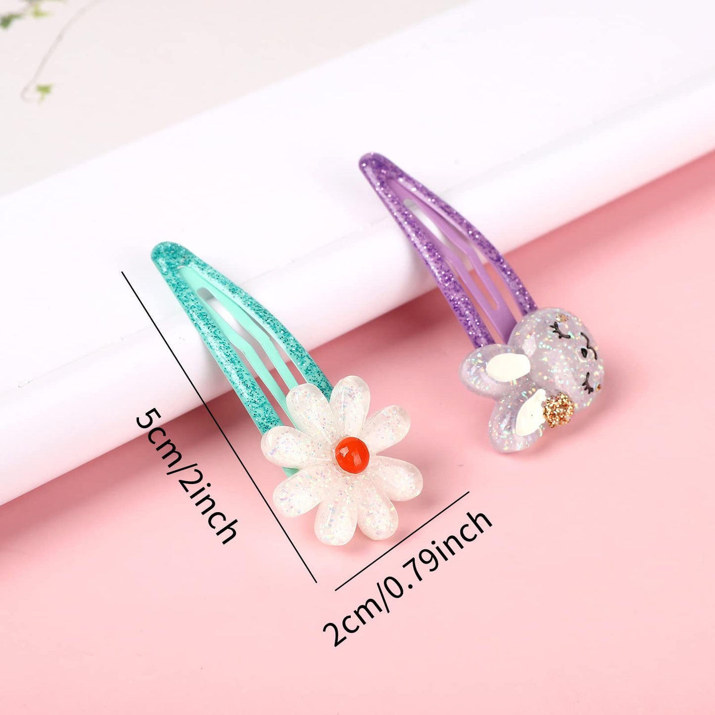 Girls Unicorn Hair Clips Toddler Girls Snap Clips with Cute Flower Pattern,Lovely Rabbit Metal Snap Hair Pins,Cute Flower Hair Clip for Toddlers Beauty & Personal Care ozyubunny