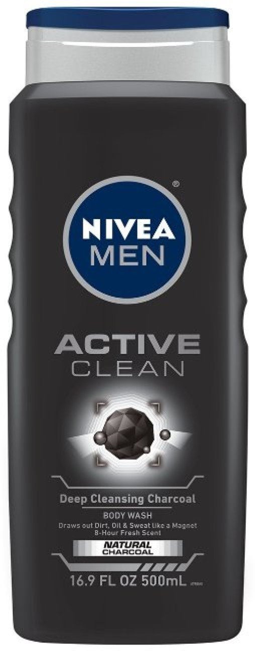 NIVEA FOR MEN Body Wash Active Clean 16.9 oz (Pack of 12) Beauty & Personal Care NIVEA MEN