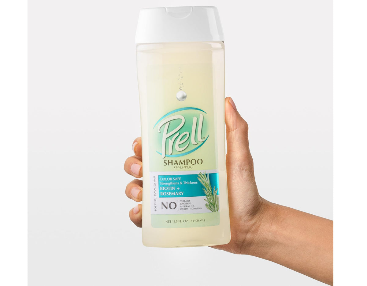 Prell Biotin & Rosemary Shampoo - Strengthens & Thickens Fine Damaged Hair | Color-Safe Formula | 13.5 fl oz | Pack of 2