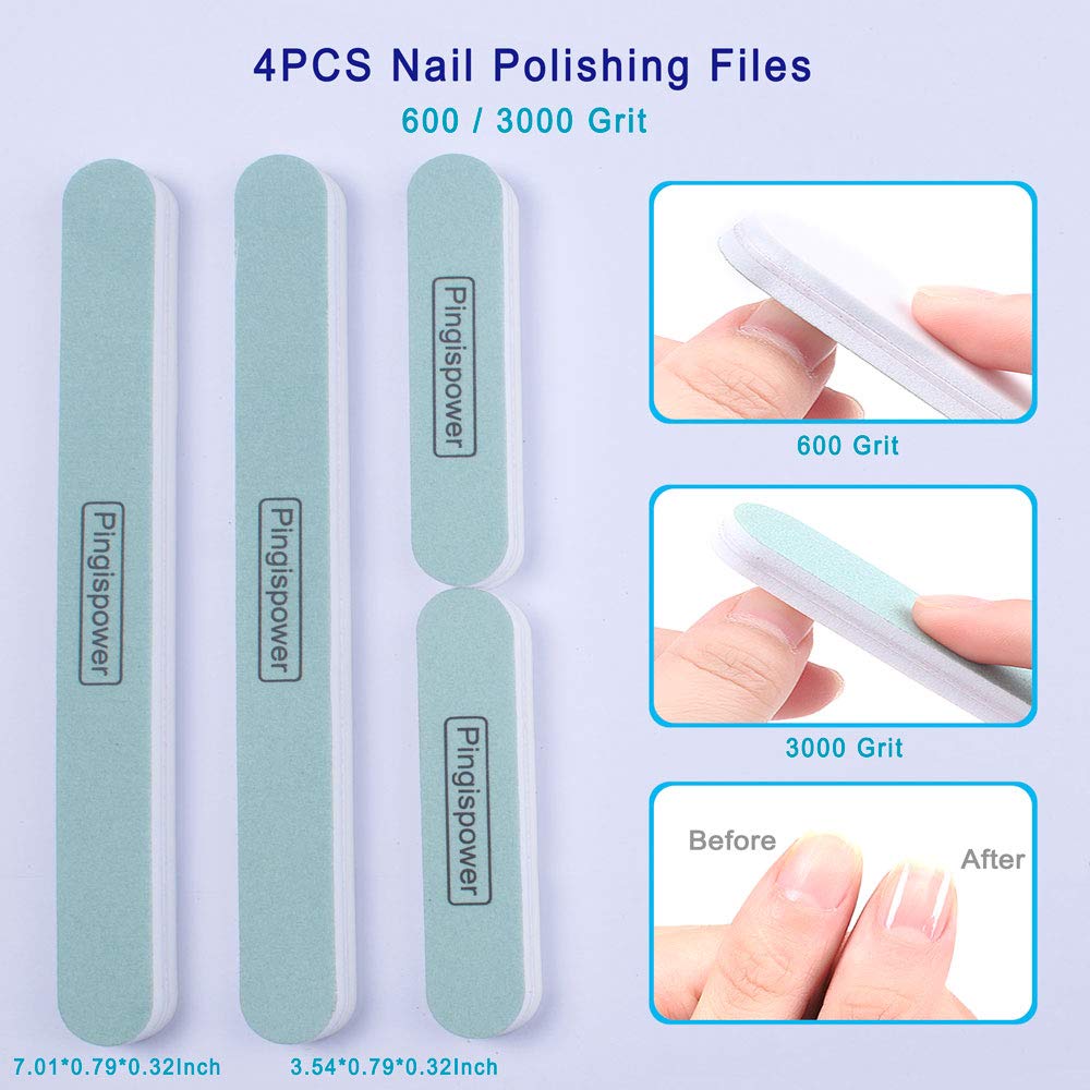 Pingispower Nail Files and Buffers, 20PCS Professional Nail File & Nail Polishing Buffer Block for Natural Nails, 100/180 & 600/3000 Grit Reusable Beauty & Personal Care Pingispower