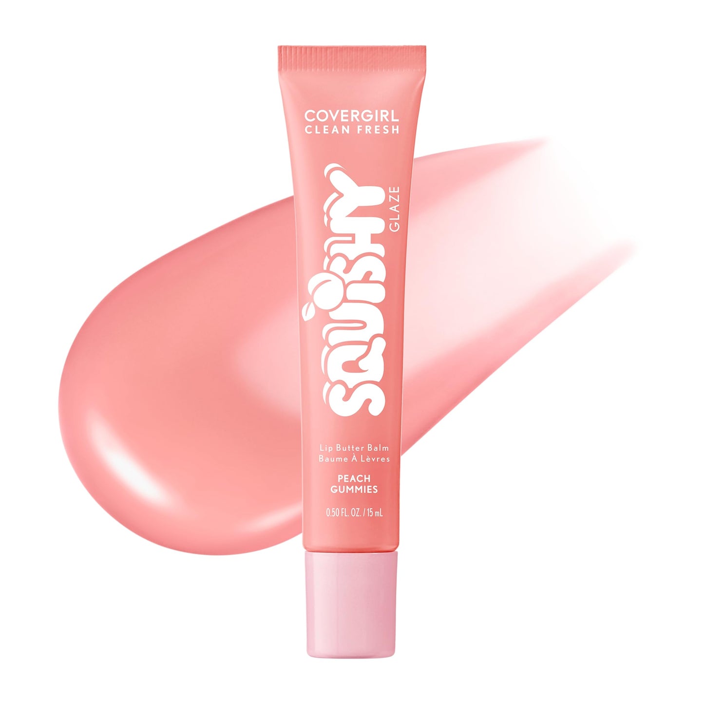 COVERGIRL Clean Fresh Squishy Glaze™ Lip Butter Balm, Flavored, Non-Sticky, with Vitamin E & Shea Butter - 180 Peach Gummies (Sheer Peach Pink) Beauty and Personal Care COVERGIRL