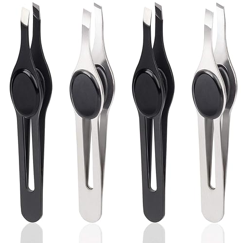 ANCIRS 4 Pack Tip Tweezers for Eyebrow, Non-Slip Grip Tip Tweezers, Professional Stainless Steel Precision Pointed Blackhead Splinter Removal Tool Beauty & Personal Care ANCIRS