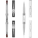 Ycyan 2Pcs Dual-ended Nail Design Brushes Rhinestone Handle UV Gel Nail Brush Set Professional Nail Art Tools Beauty & Personal Care Ycyan