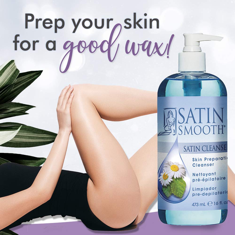 SATIN SMOOTH Pre Wax Cleanser - Antiseptic Formula for Pre Wax Hair Removal Skin Prep, Deep Cleansing & Irritation-Free Waxing, AfterWax Care, 16 oz Beauty & Personal Care SATIN SMOOTH