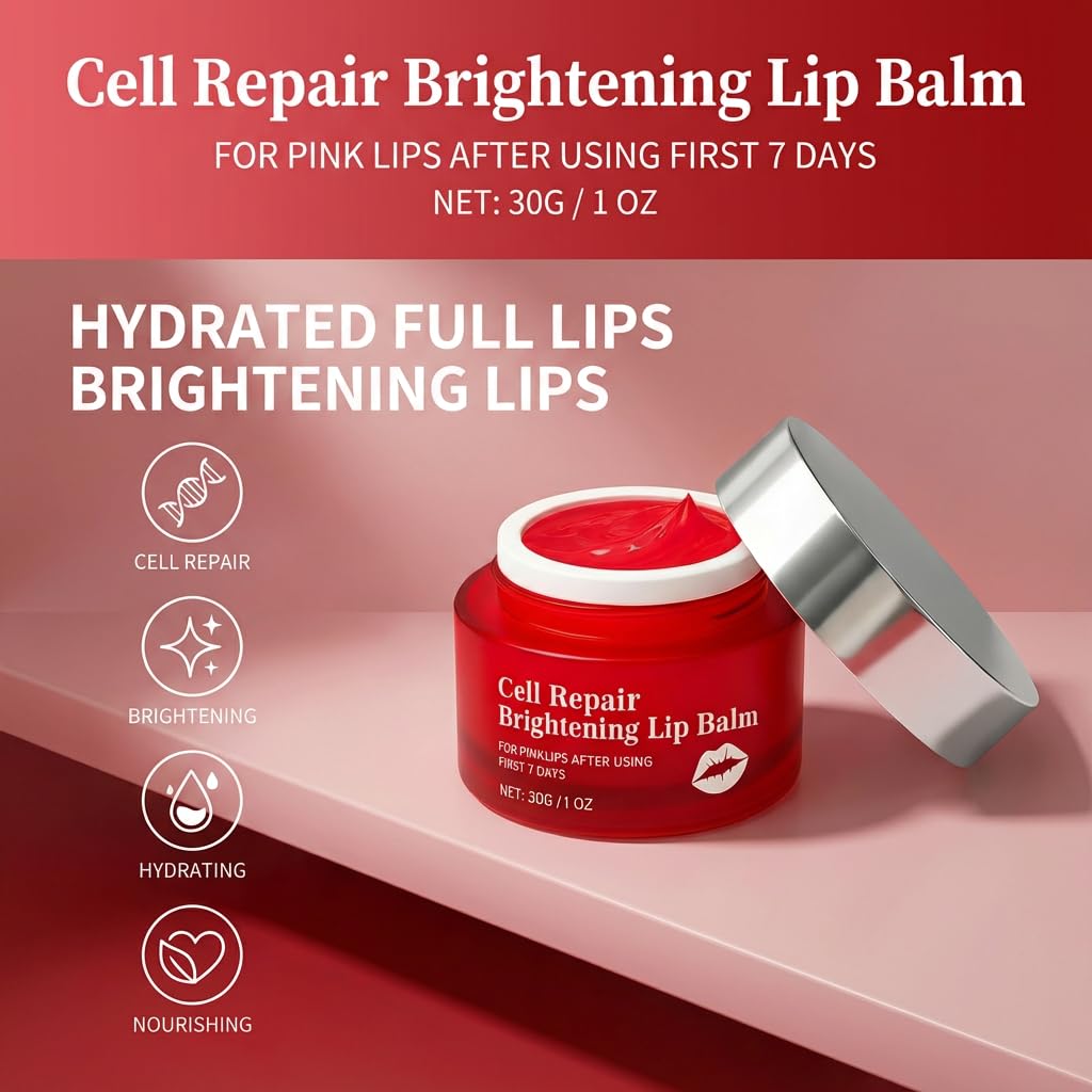 NovacaraX Cell Repair Brightening Lip Balm, Fades Lip Pigmentation, Softens Dark Lips, Moisturizing and Plumping, Glossy Finish, 1 oz (1 pcs) Beauty and Personal Care NovacaraX