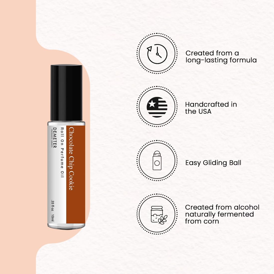 DEMETER Chocolate Chip Cookie Roll On Perfume Oil, 0.33 Oz, Long-Lasting Beauty & Personal Care DEMETER