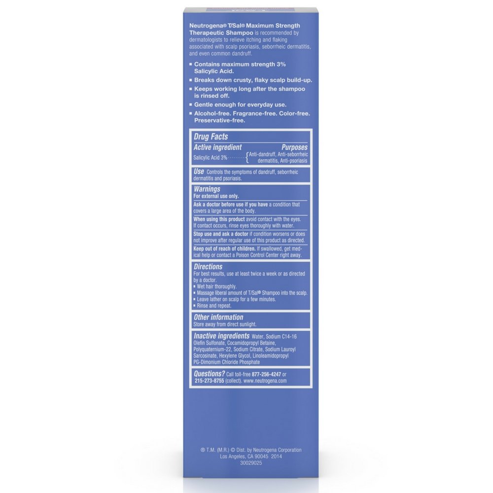 Neutrogena T/Sal Therapeutic Shampoo, Scalp Build-Up Control 4.5 oz (Pack of 7) Beauty & Personal Care Neutrogena