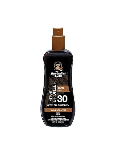 Australian Gold Spray Gel Sunscreen with Instant Bronzer, Moisturize & Hydrate Skin, Broad Spectrum, Water Resistant, SPF 30, 8 Ounce Beauty & Personal Care Australian Gold