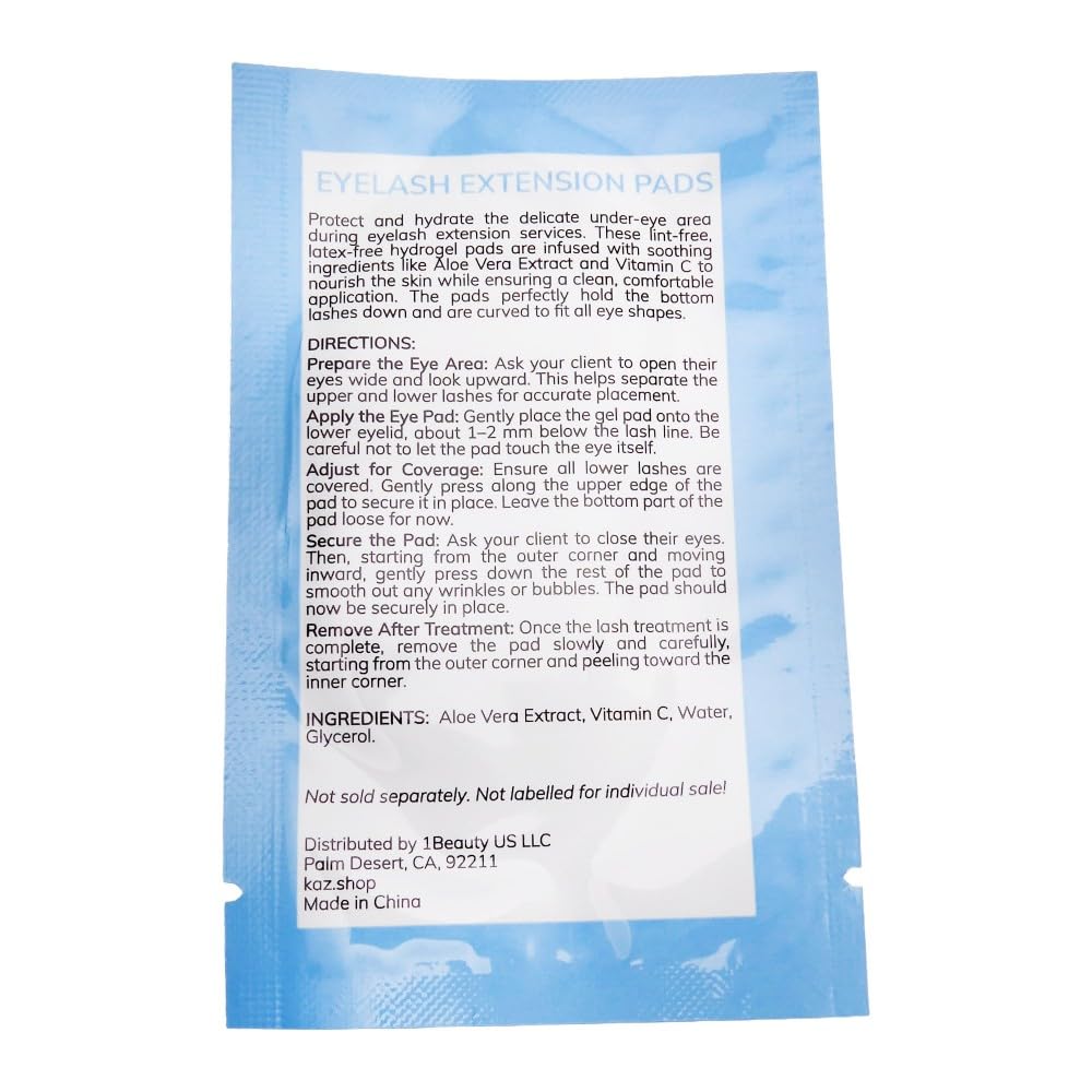 Waxness Kaz Eyelash Extension Protection Pads Hydrogel Under Eye Pads for Lash Extensions & Tinting, 100 Pairs - Professional Skin Care Beauty and Personal Care Waxness