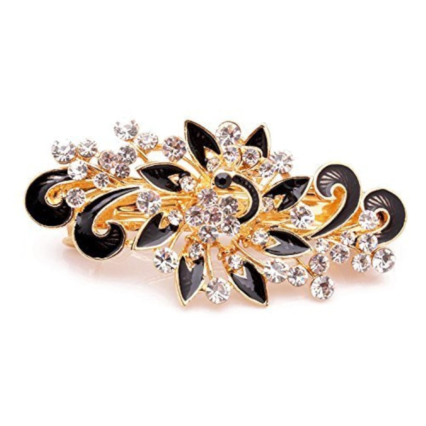 NYKKOLA Women's Multilayered Peacock Shaped Rhinestone French Barrette Hair Clip Black Beauty & Personal Care NYKKOLA