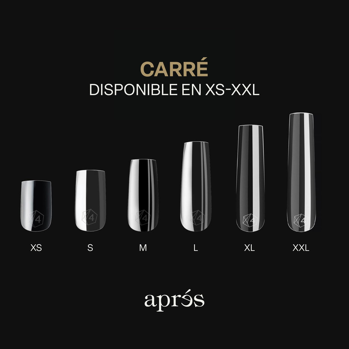 Aprés Gel-X® Square Box of Nail Tips | 280 Gel-X Tips, Soft Tips, 14 Sizes 00-9 | Half-sizes Included (Natural Square Medium, 280 Count)
