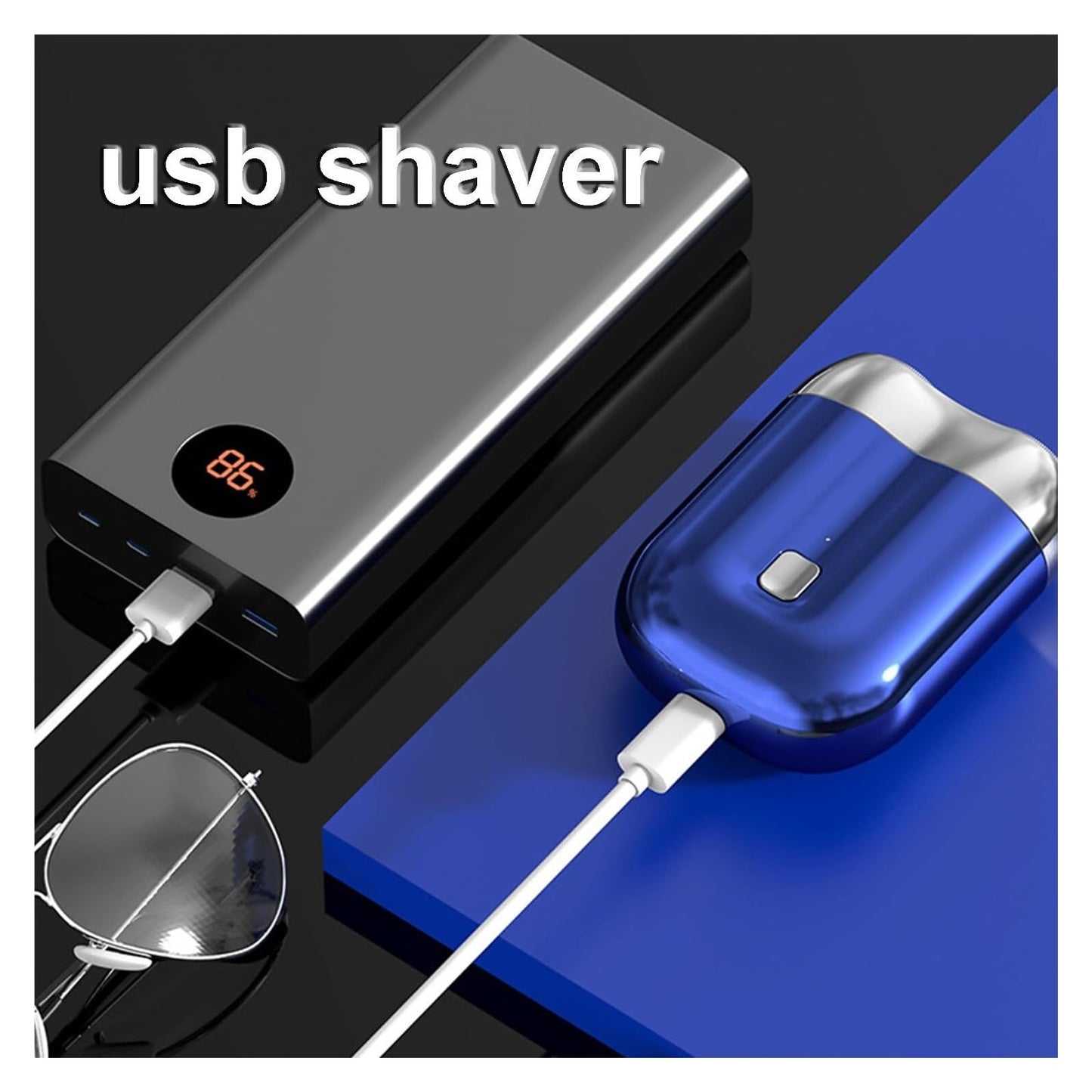 PWVFXHYF Double Head Electric Shaver for Men - Pocket-Size Portable Travel Razor, USB Rechargeable & Washable Dual-Head Electric Shaver(Blue+Head) Beauty and Personal Care PWVFXHYF