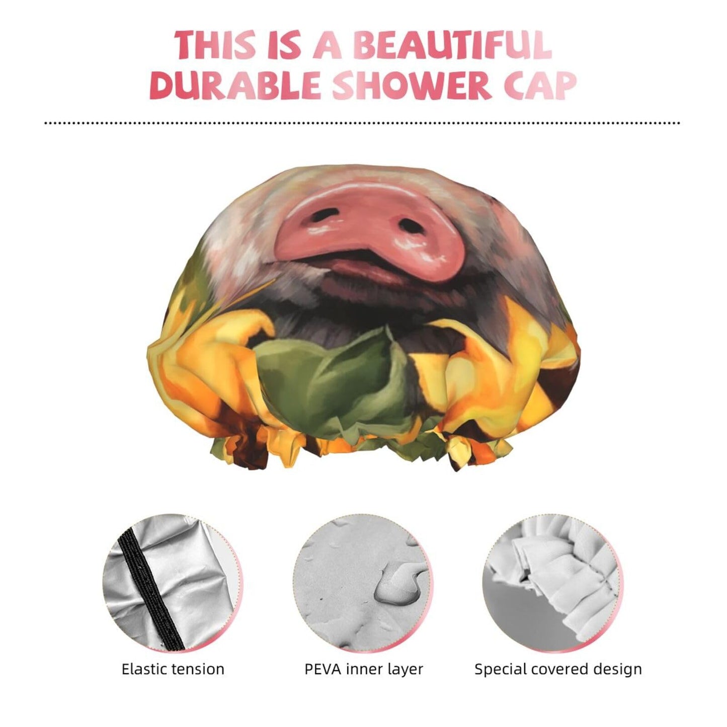 Smiling Shower Cap for Women Men Large Reusable Shower Bonnet Double-Layer Waterproof Bath Caps Elastic Band Hair Hat for All Hairstyles Beauty and Personal Care BWLHJKE