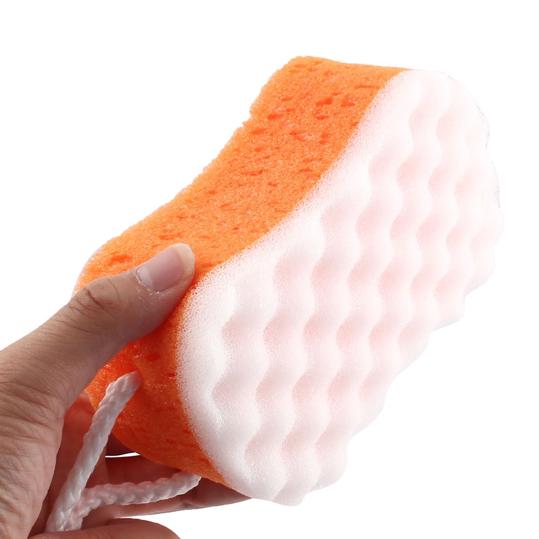 Ruilogod Sponge Home Bath Shower Rectangle Shaped Body Cleaning Pouf Scrubber Orange White (id: 89e e65 37c 6a4 9d8 Beauty and Personal Care Ruilogod