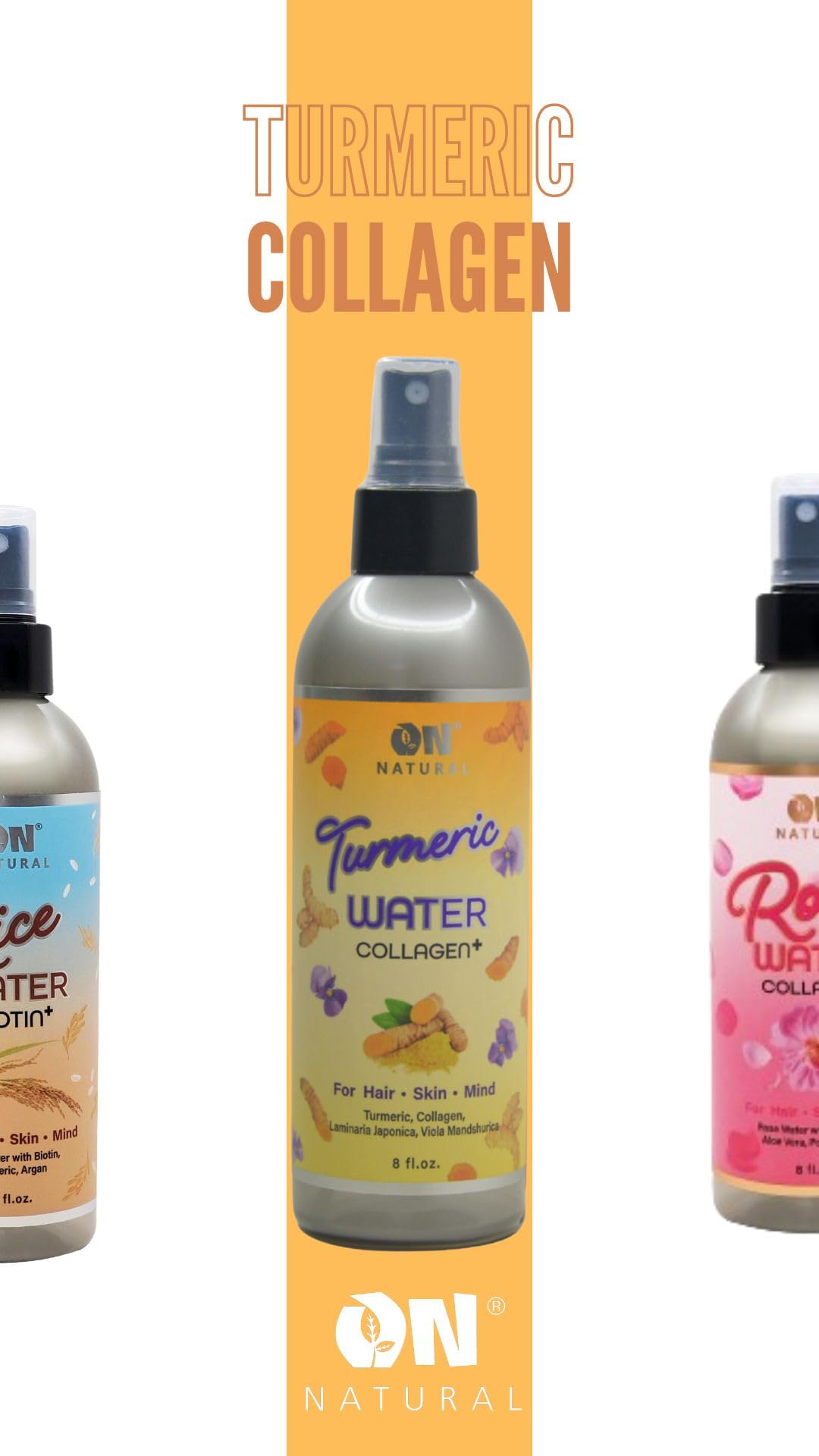 Turmeric Water Collagen Facial and Hair Mist, 8oz Facial and Hair Mist Beauty & Personal Care On Natural