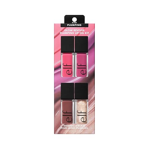 e.l.f. Glow Reviver Plumping Lip Oil Kit, Nourishing Tinted Lip Oils For A High-Shine Finish, Infused With Jojoba Oil, Vegan & Cruelty-Free, 4 Shades Beauty & Personal Care e.l.f.