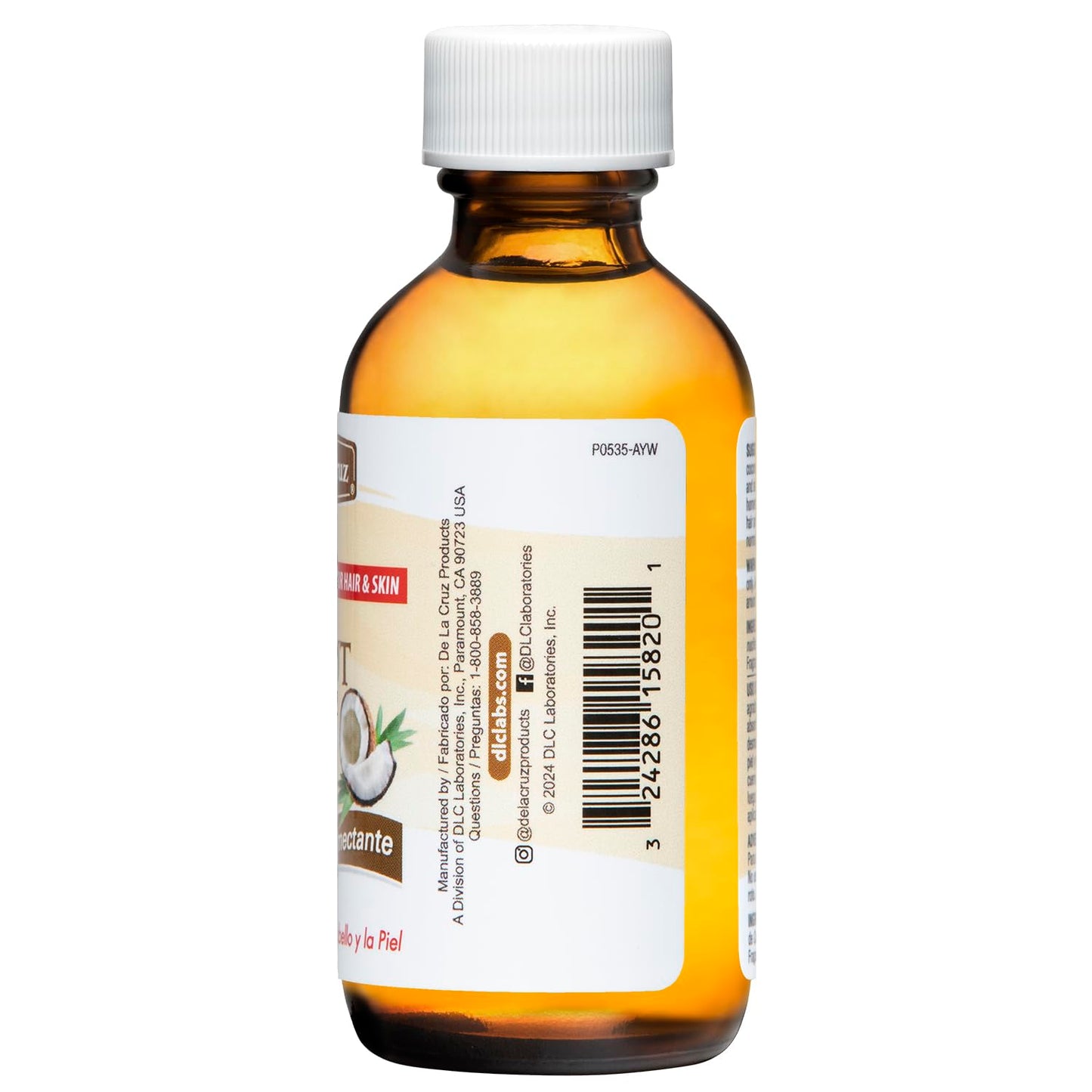 De La Cruz Fractionated Liquid Coconut Oil - Liquid Coconut Oil for Skin and Hair - Natural Moisturizer for Skin and Hair - 2 FL OZ Beauty & Personal Care De La Cruz