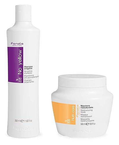 Fanola No Yellow Shampoo 350 ml & Fanola Nutri Care Restructuring Mask 500 ml Beauty & Personal Care Fanola