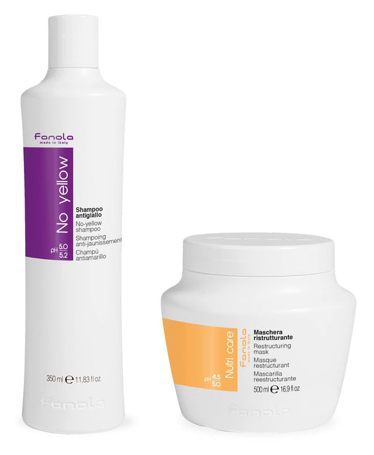 Fanola No Yellow Shampoo 350 ml & Fanola Nutri Care Restructuring Mask 500 ml Beauty & Personal Care Fanola